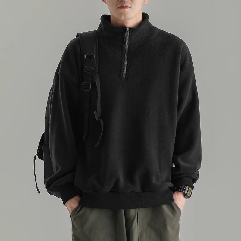 

Мужской ретро японский свитшот на молнии до середины груди со стойкой - Модный тренд весна/осень 2024, однотонная повседневная верхняя одежда. 5XL чёрный