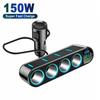 150W Car Charger Adapter 7 In 1 Cigarette Lighter Splitter PD30W/QC 3.0 Fast Charger 12V/24V DC Cigarette Outlet