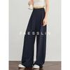 FAESSLIN Women's High-Waist Loose Fit Wide-Leg Suit Trousers