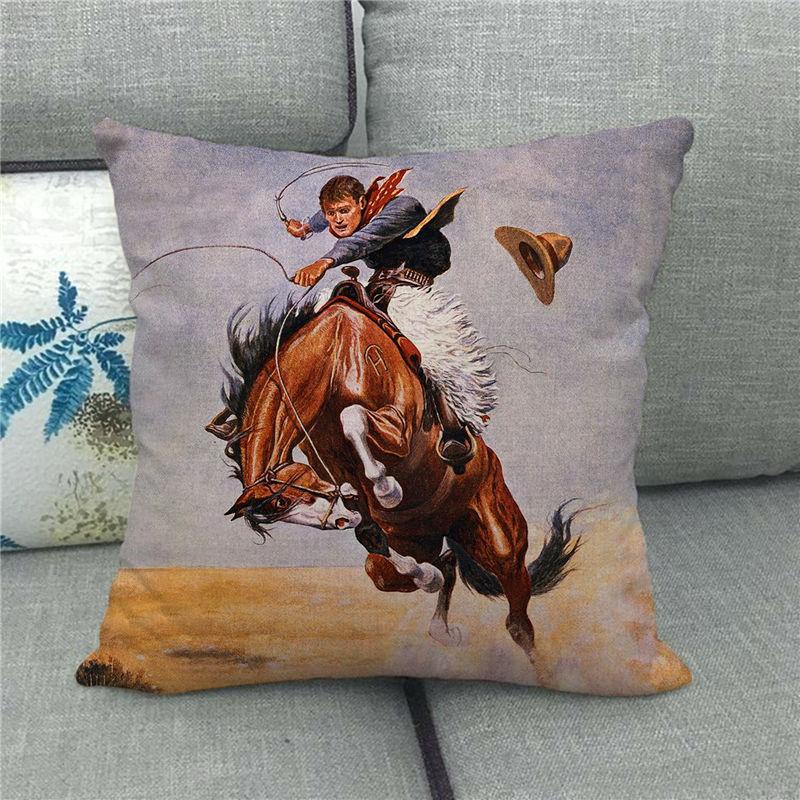 Fierce Wolf Wildlife Oil Painting Digital Printing Short Plush Pillow Covers For Car Sofa Office Cushion Cover Home Goods