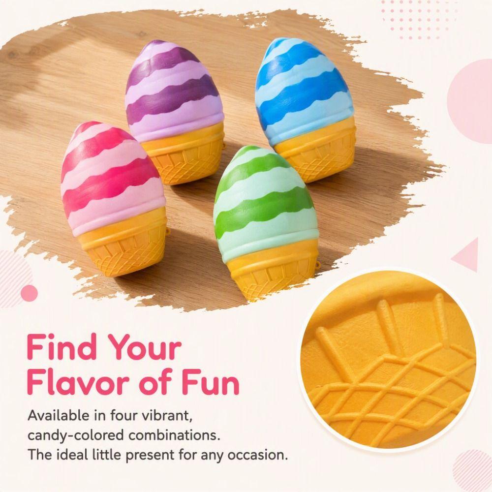 Big Size Ice Cream Squishy Toy Soft TPR Sensory Stress Toy Ice Cream Cone Pinch Le Kids