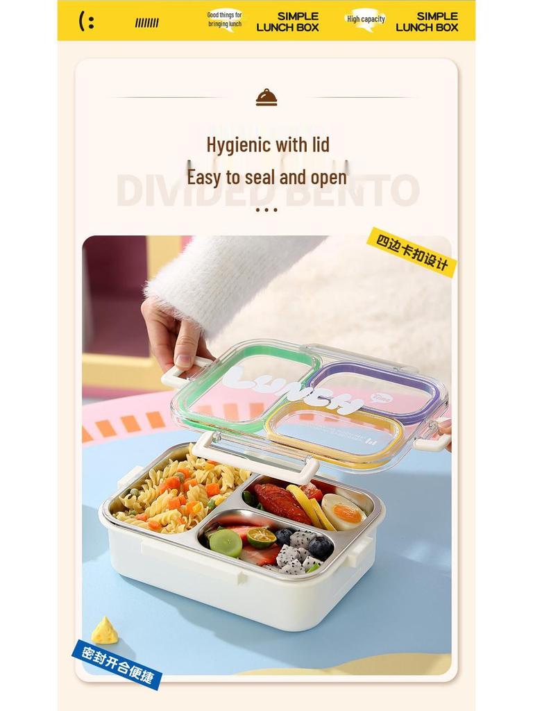 304 Stainless Steel Bento Lunch Box for Students and Office Workers - Microwave Safe and Leakproof