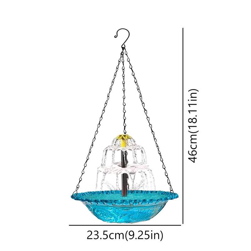 Solar Cascade Hanging Bird Bath Fountain, Solar Water Pump Three-Tiered Bird Bath Tub , Hanging Hook for Garden Patio Wildlife