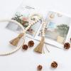 Pack of 4 Tassels Wooden Beads Garlands Cotton Decorative Handle Decorations Tassels Beads Pendants for Cabinet Door