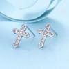Cool Fashion Hiphop Street Man Cross Earrings Korean Style Ear Stud Square Earrings Crystal