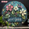 20cm Round Aluminum Metal Sign Glowing Flower Garden Wall Art Decor