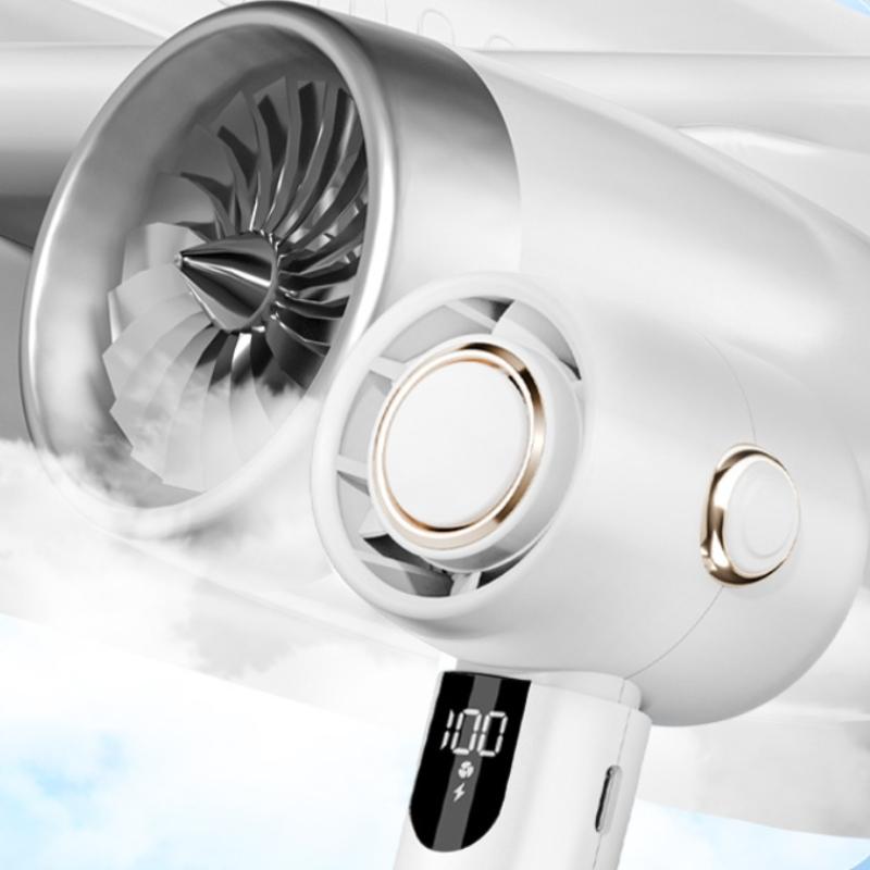 New High Speed Powerful Fan Usb Smart Display Mini Handheld Fan Portable Rechargeable Turbo Small Fan Pocket Desktop Small Electric Fan