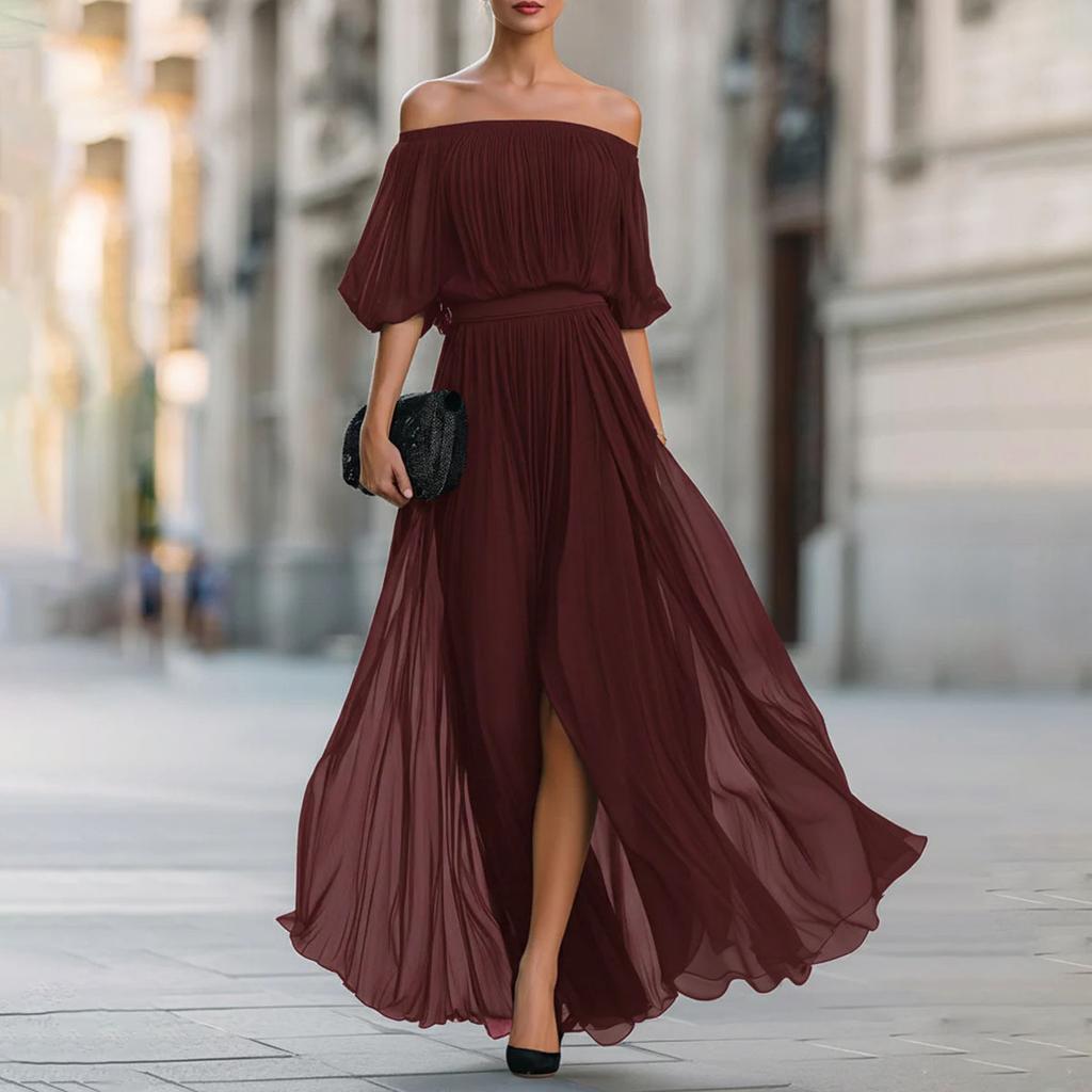 Summer new European and American women's clothing, fashionable and casual waist dress, daily simple split skirt