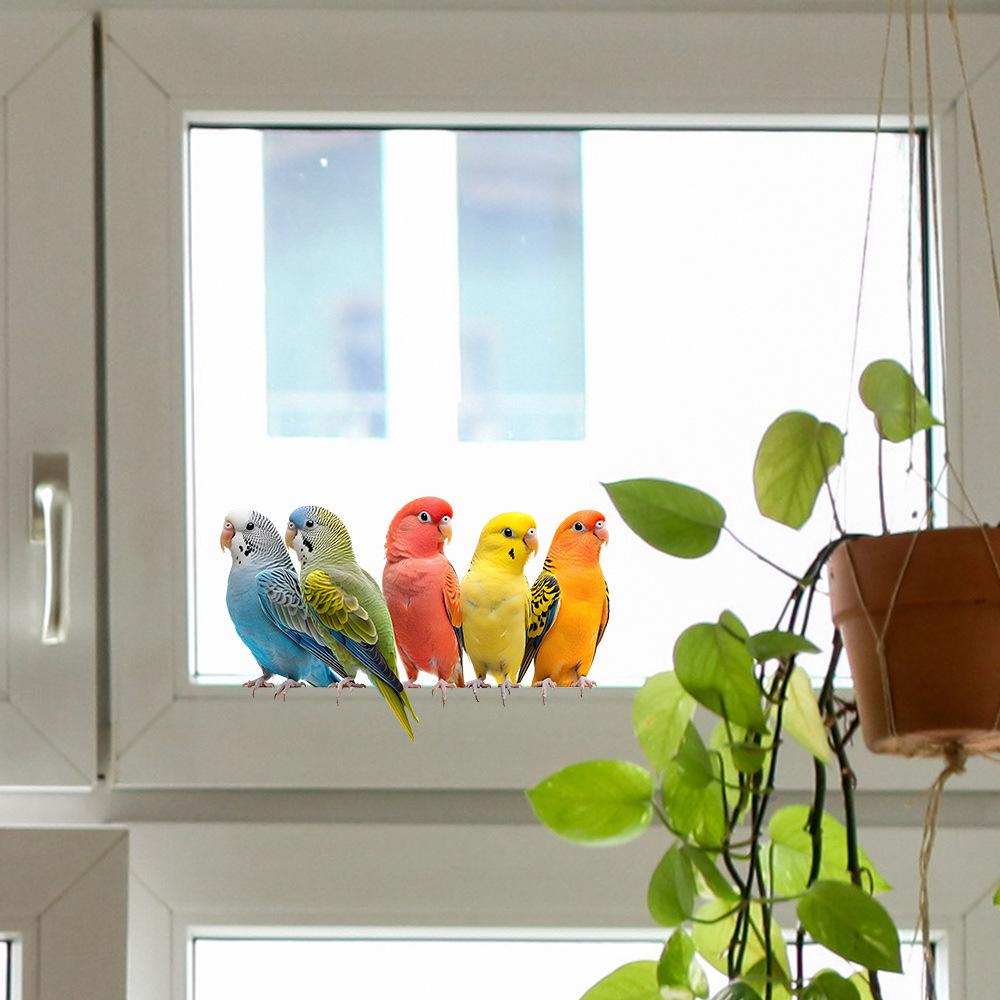 Painted Parrot Balcony Glass Home Beautification and Decoration Electrostatic Window Stickers