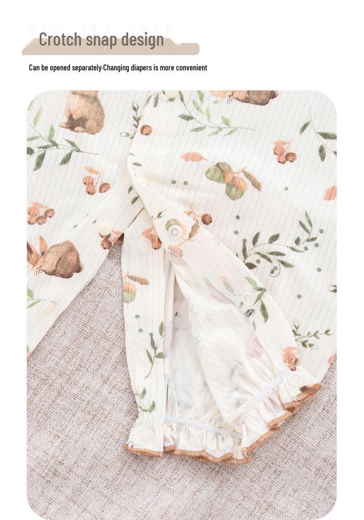 Ultra-Thin Modal Baby Girl Jumpsuit: Air-Conditioned Summer Romper with Doll Collar
