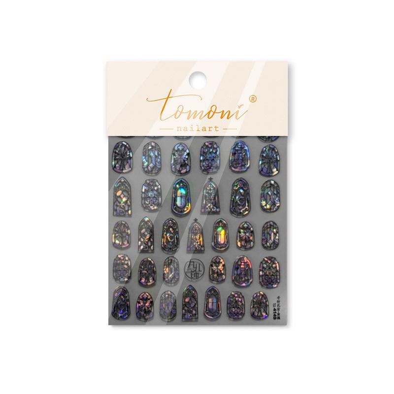 Tomoni Shell Light Nail Art Stickers - Popular Retro DIY Rococo Lattice Design for Phone Cases and Nails (4145)