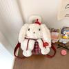 Plush Dog Pattern Mini Backpack With Flap Closure For Casual Day Out