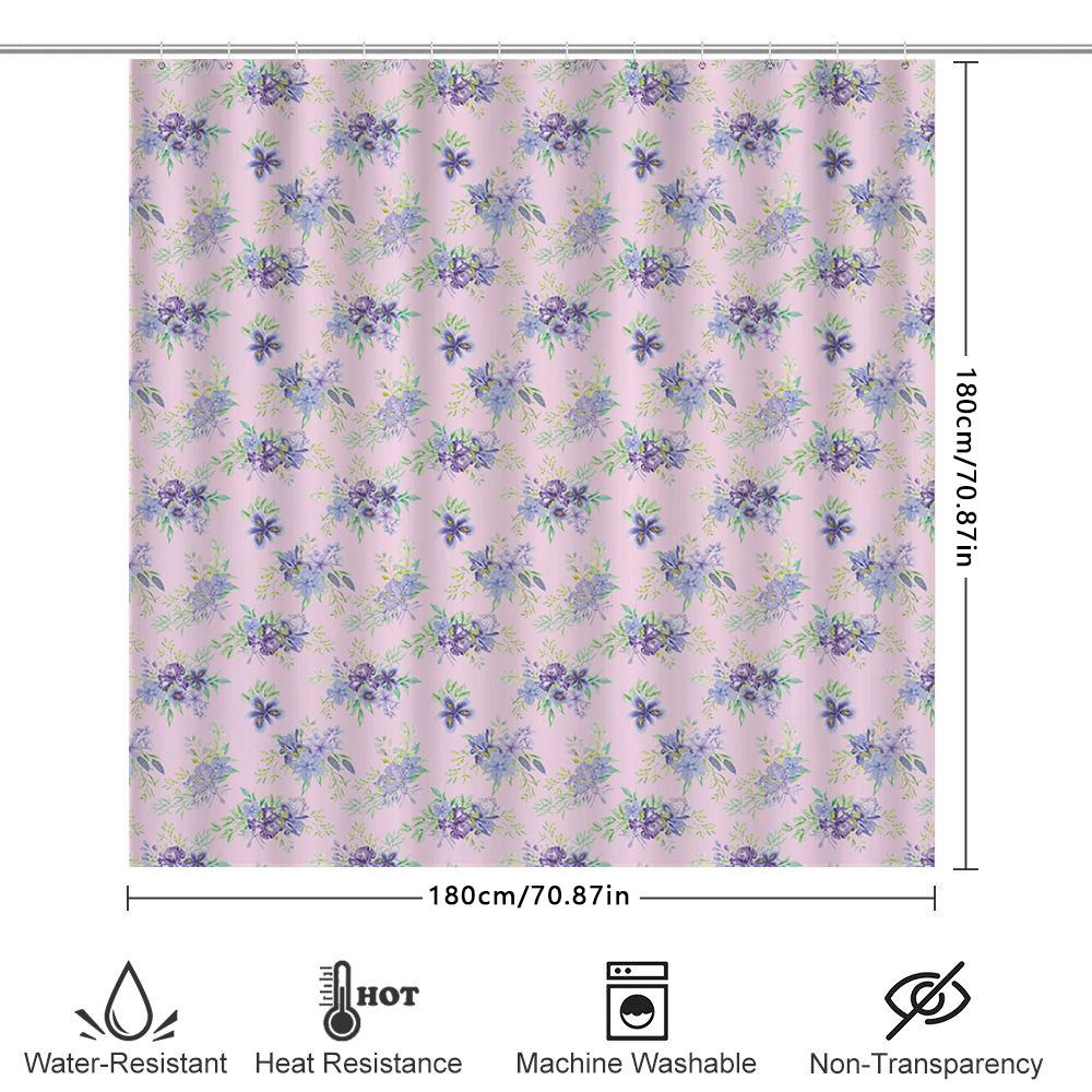 Purple Flower Shower Curtain Waterproof Fabric Decorative Bathroom Accessories Set Bath Towel Rack Hooks For Home Kitchen Sink S