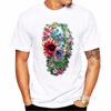 Men 2024 Summer Fashion Skull Flower Plant Print Short Sleeve Tshirt Male TShirt Homme Hip Hop T Shirt Geek Top Cool Streetwear