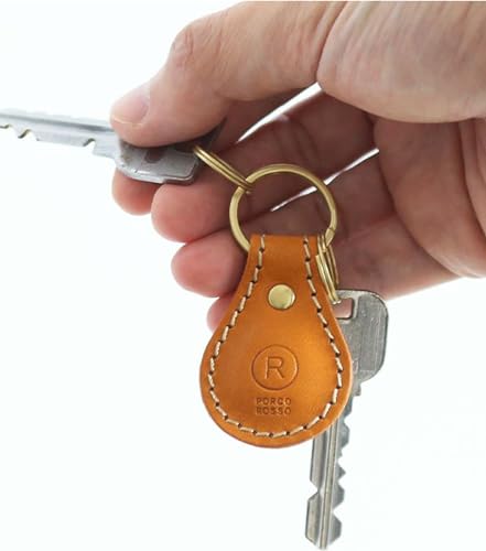 Porco Rosso Leather Keychain, Car/Motorcycle Key Ring, Small Carabiner, Compact, Teardrop Shape, Genuine Tochigi Leather, Made in Japan, Men's/Women's
