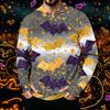 Men's Long Sleeve Hoodie Sun Shirt with Halloween Print