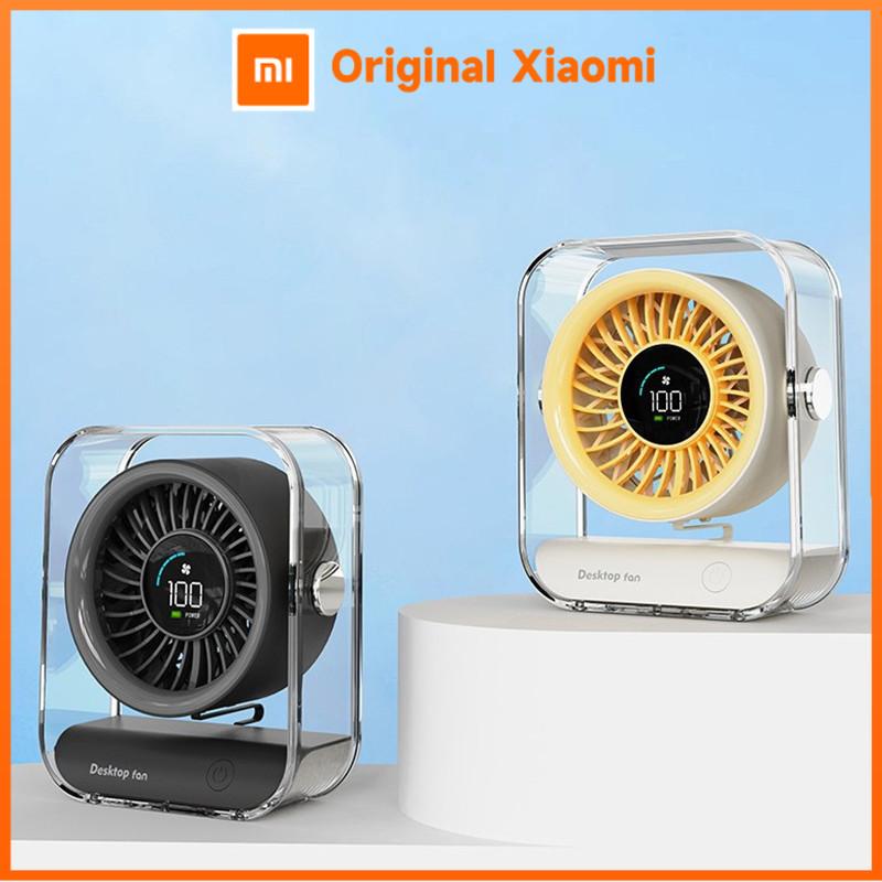 Xiaomi New 3000mAh Transparent Turbo Small Desktop Fan LED Digital Display Household Bedroom Air Circulation Fan USB Desktop Fan