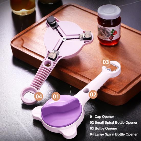 Strain-Free Jar Bottle Opener with Adjustable Capper Mechanism Easy Lid Removal Long Handle Non-slip Jar Cap Remover