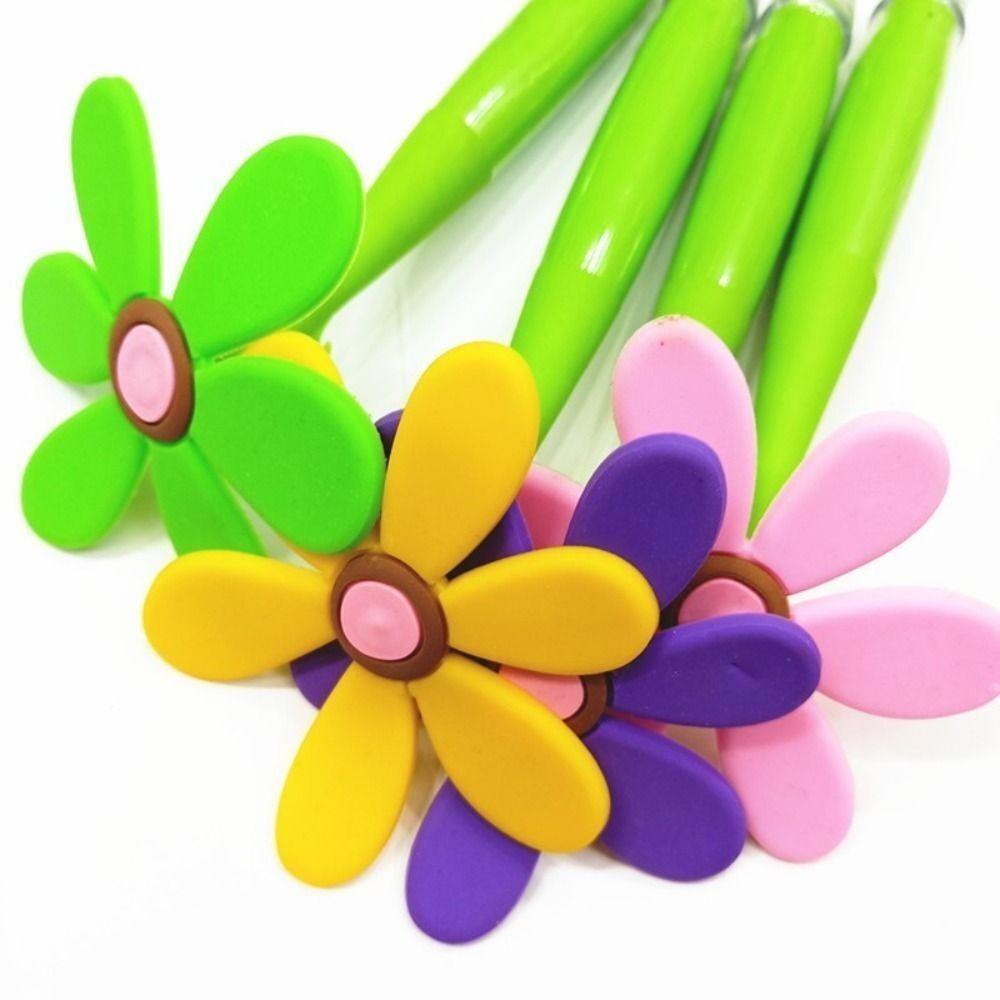 Soft Rubber Sunflower Bonsai Ballpoint Pen Cartoon Sunflower Ballpoint Pen Writing Signing Pen