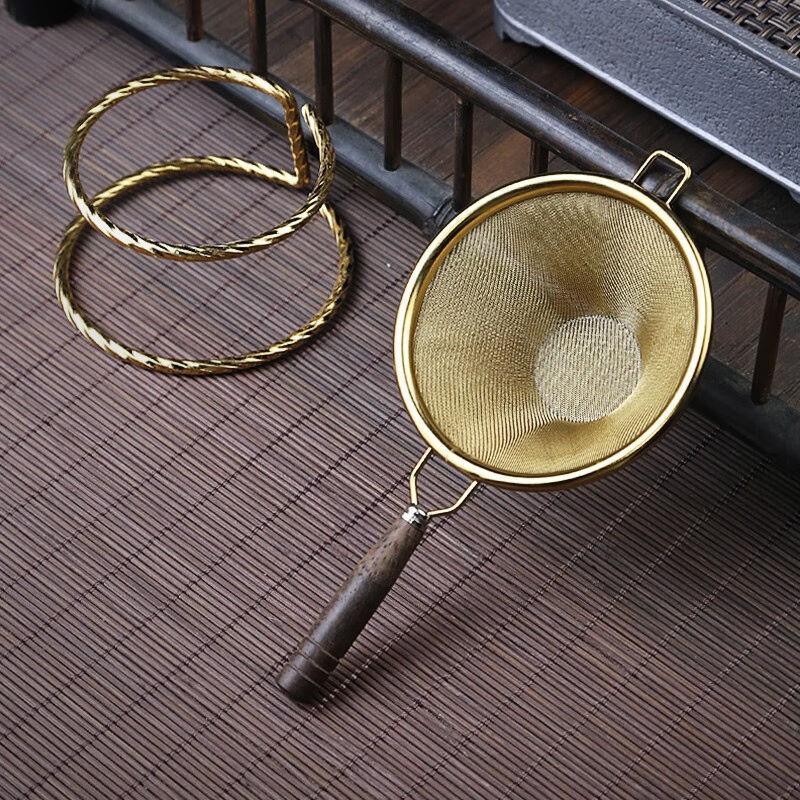 Edelstahl Tee Sieb Filter Aufgussgerät mit Holzgriff Chinesisches Gongfu Tee Set Zubehör Werkzeug für Tasse Kanne Aufbrühen Geschenk