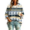 Women's 3/4 Sleeve Christmas Print Hooded Pullover Top Casual Holiday Outfit
