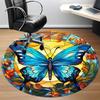 1pc Butterfly StainedGlass Office Round Area Rug, Under Office Chairs Bedroom Living Room Home Decor, Room Deco