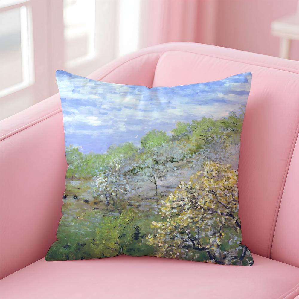 OscarClaude Monet Kissenbezug Leinen Kissenbezug Weiche Dekoration für Sofa Wohnzimmer