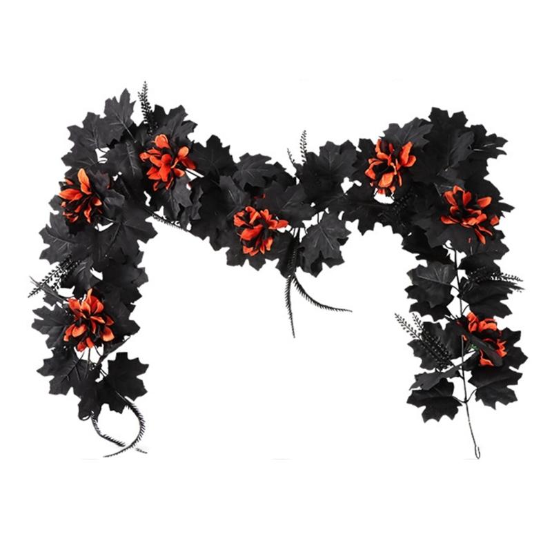 Flexible Artificial Maples Leaf Garlands Indoor Outdoors Halloween Theme Decors Easy Setups Sustainable Plastic Materials