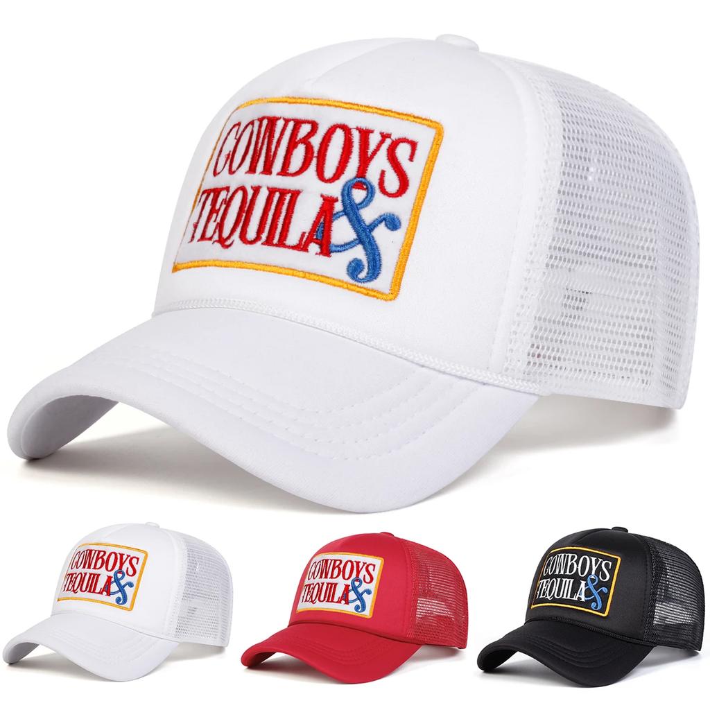Net Baseball Stitching Stitched Embroidered Alphabet Tequila Cowboys Neutral Gender Women Men For Caps Spring Autumn Outdoor Adjustable Casual