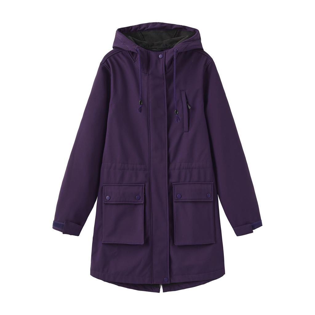 Women's Fashionable Casual Solid Color Long Sleeved Pocket Jacket Hooded Coat Windbreaker