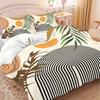 Explosive Bed Three-Piece Set Geometric Lines And Leaves Digital Printing Quilt Cover Home Textile 3-Piece Set