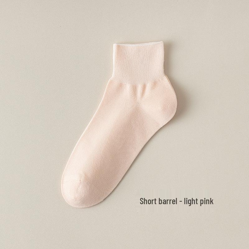 Women's Pure Cotton Short Socks - Lightweight, Breathable, Sweat-Absorbent, Solid Color (Spring/Summer)