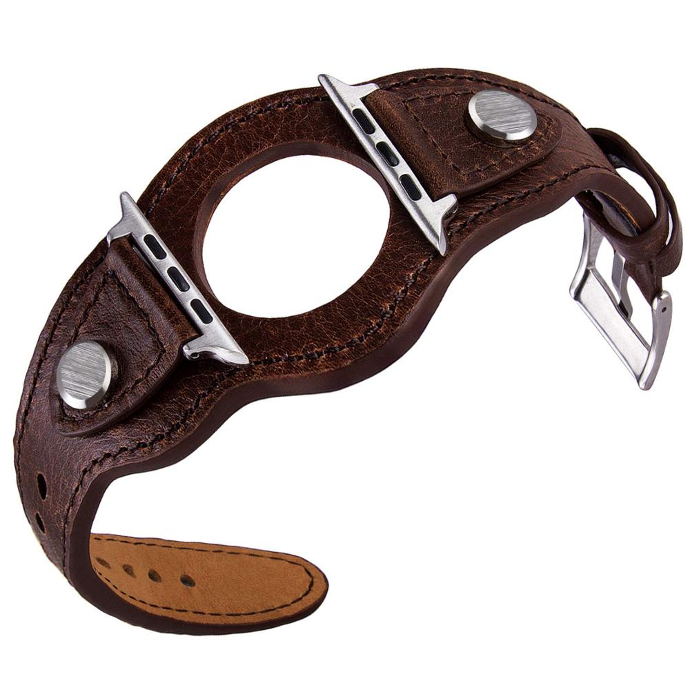 Cuff Bracelet For Apple watch band 44mm 40mm 42mm 38mm 49mm correa Leather strap iWatch series 6 se 5 4 3 7 Ultra 8 45mm 41mm