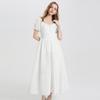 Damen Kurzarm A-Linien Midi-Kleid