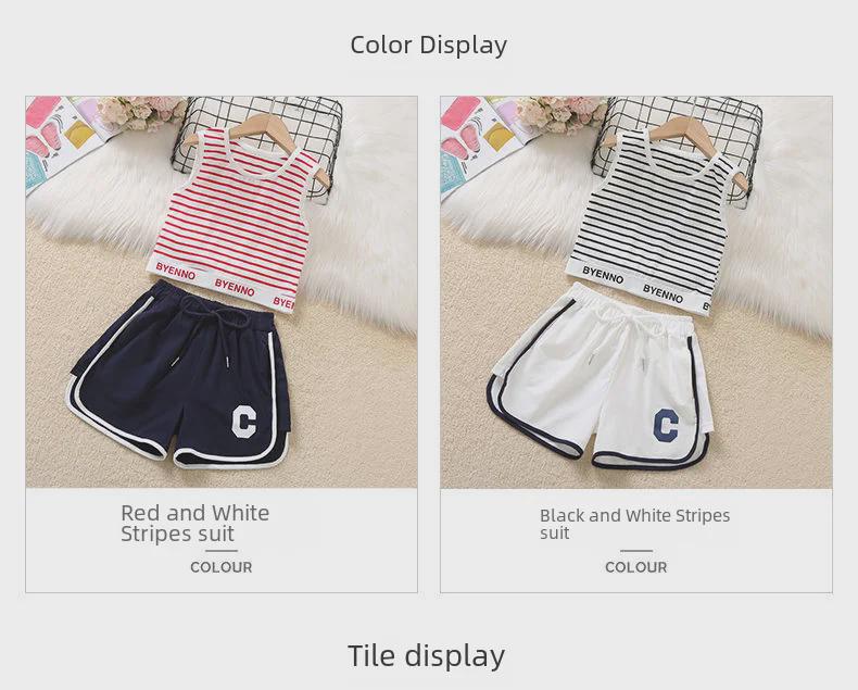 Dwuczęściowy zestaw letni dla dziewczynek w paski - Stylowa i codzienna odzież dziecięca