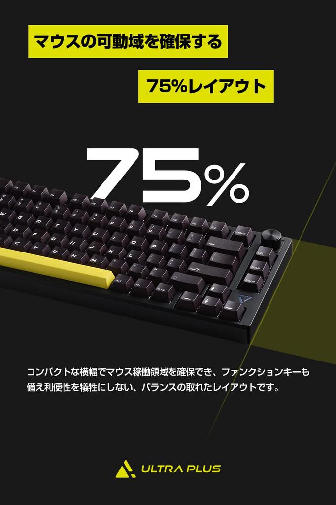 Princeton ULTRA PLUS Gaming Mechanical English Comfortable Wired and Wireless RGB Hot Silver Gasket-Mounted Keyboard, Layout, Black, Keystrokes, 75%