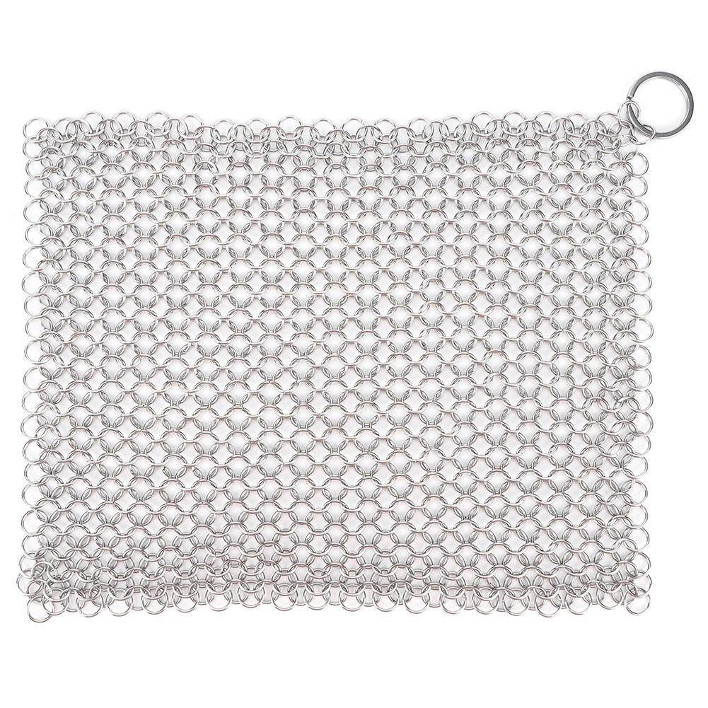 316 Rostfritt Stål Gjutjärnsrengörare Kedjepost Skrubborste Panna Nät Hem Köksprodukter Köksverktyg Rengöringstillbehör