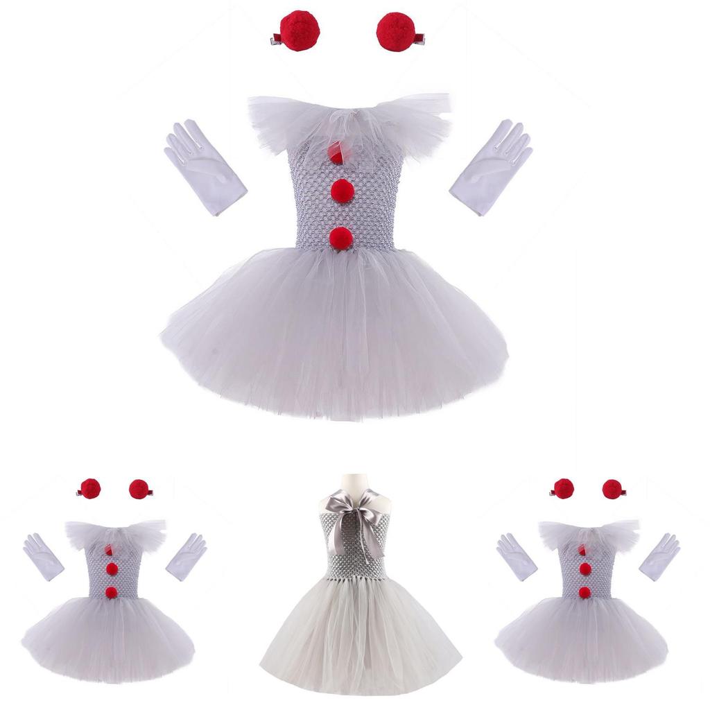 Funkelndes Prinzessin Clown Kostümset für Kinder-Halloween-Show
