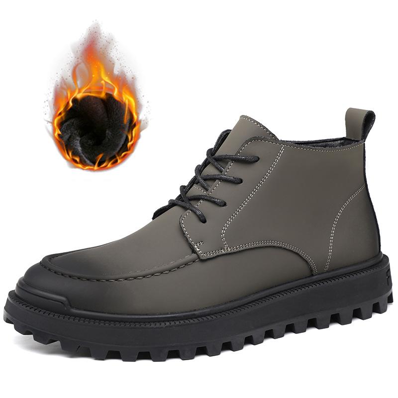 

Модные мужские повседневные ботинки на платформе в британском стиле серые осенне-зимние туфли ковбойские ботильоны из натуральной кожи красивые короткие ботинки hombre 9.5