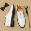 Men White Brogues Derbys Formal Business Leather Shoes Men Retro Black Tuxedo Wedding Classic Dress Shoes Over Sized