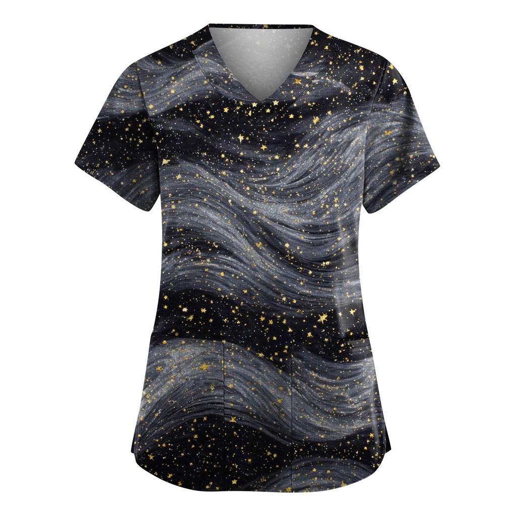 Women's Fashion V-Neck Short Sleeve Overalls With Pockets Halloween Printed Tops  Apparel