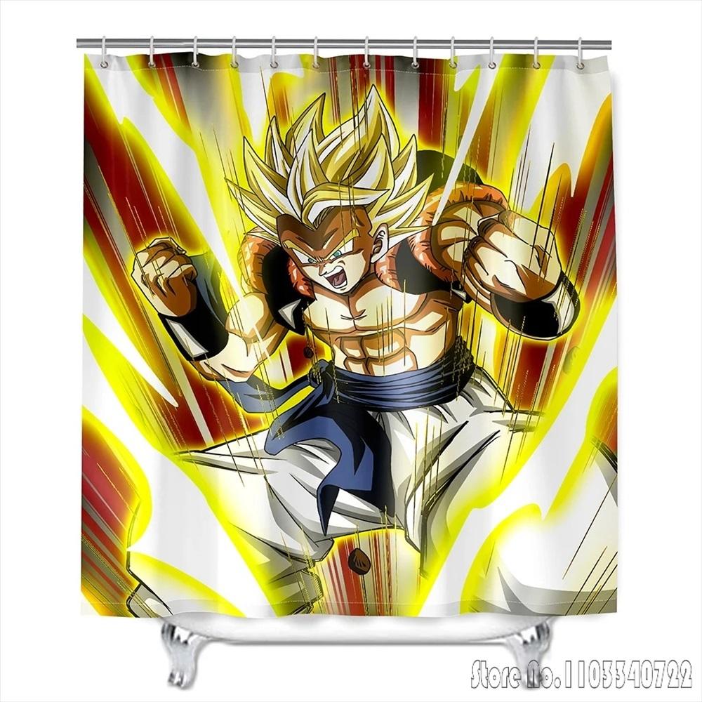 Anime Dragon Ball Burdock Broli Goku Vegeta Iv Bath Shower Curtain Waterproof 3D With Hooks For Kids Bathroom Bathtub Decoration