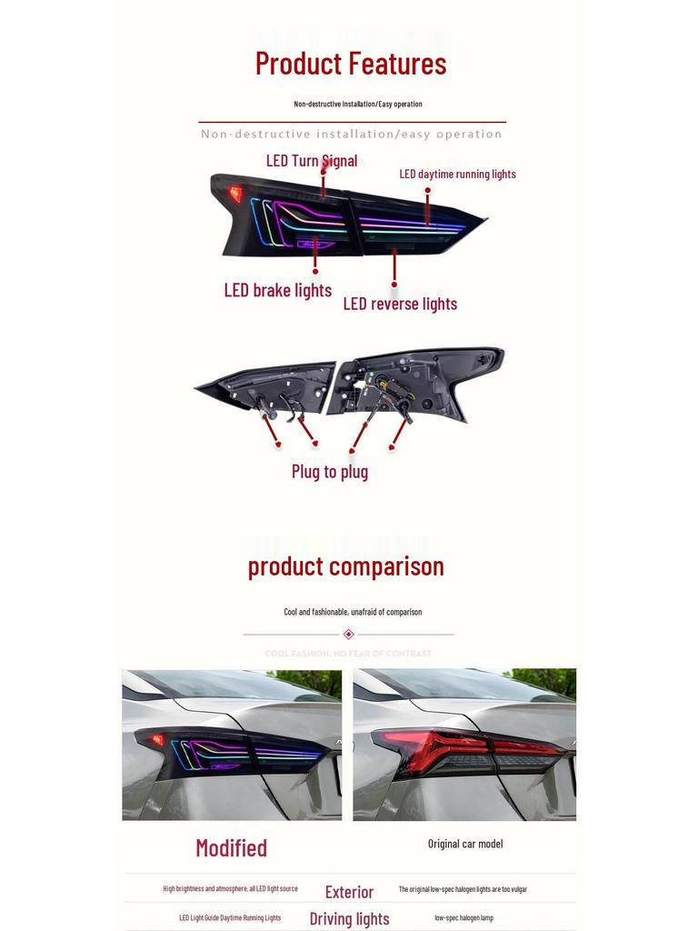 CSL RGB Daytime Running Lights & Sequential Turn Signals for 2019-2025 Nissan Altima Tail Lights