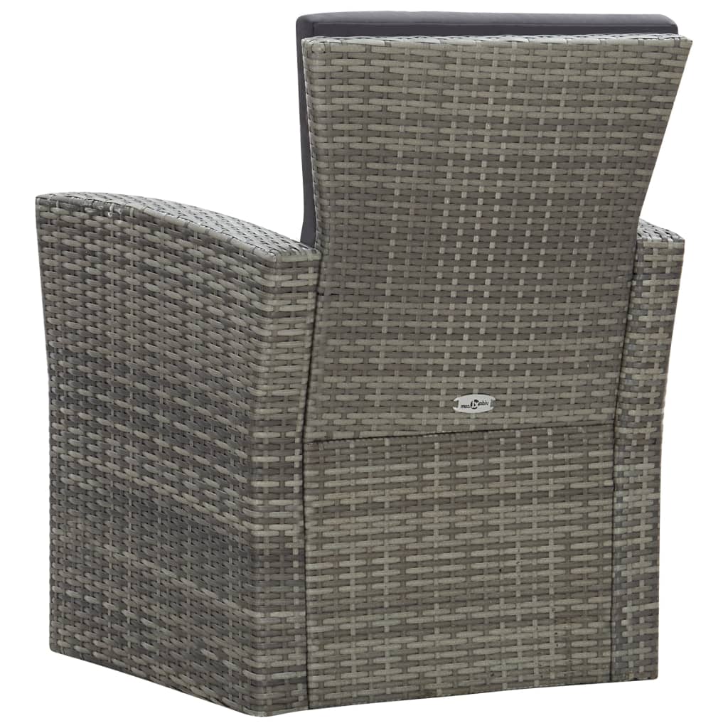 4 Piece Garden Lounge Set with Cushions Poly Rattan Grey