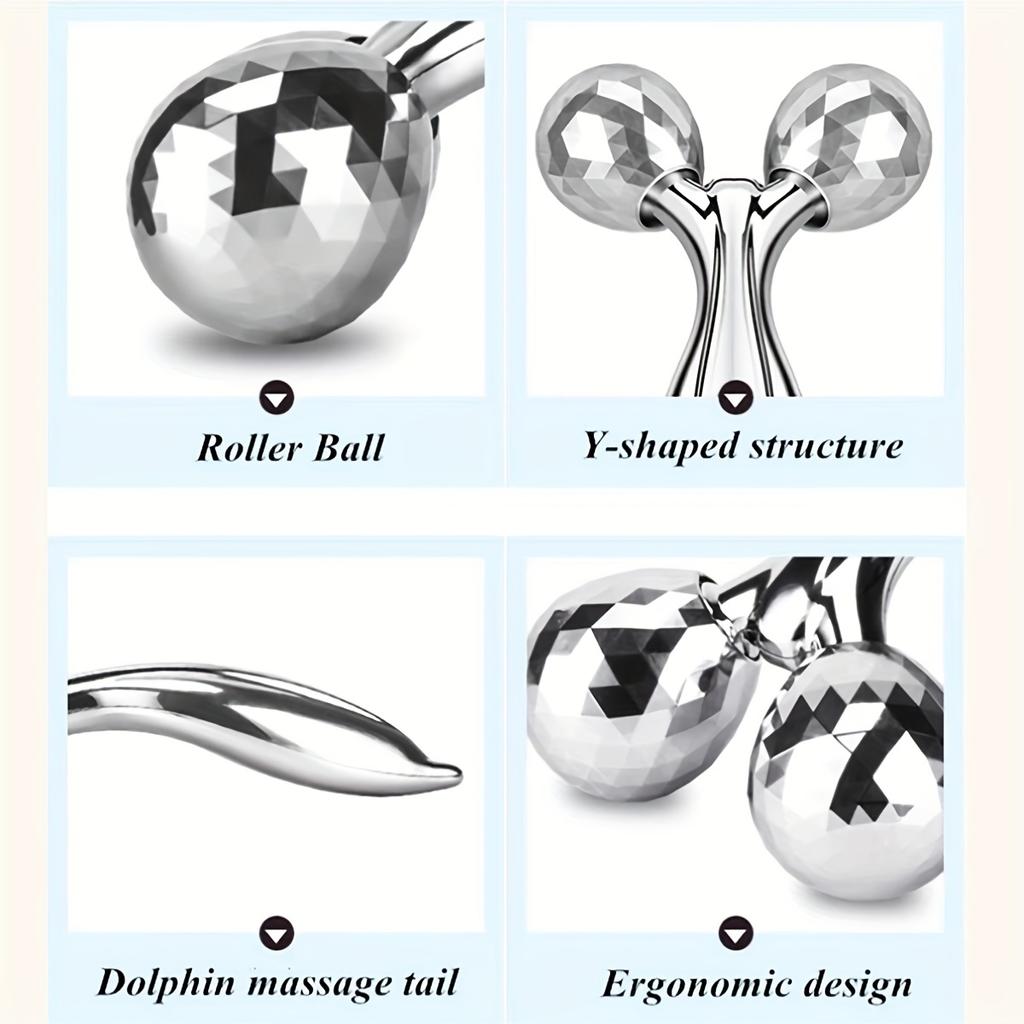 3D Roller Gesichtsmassagegerät, Gesichtsskulpturwerkzeug - Gesichtsmassagegerät Lifting-Tool Hautstraffung Reduziert Schwellungen Glättet Falten - Silbern