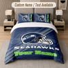 Benutzerdefiniertes Bettwäsche-Set Seattle Seahawks Muster, Druck Name Text 1 Bettbezug plus 2 Kissenbezüge Heimtextilien