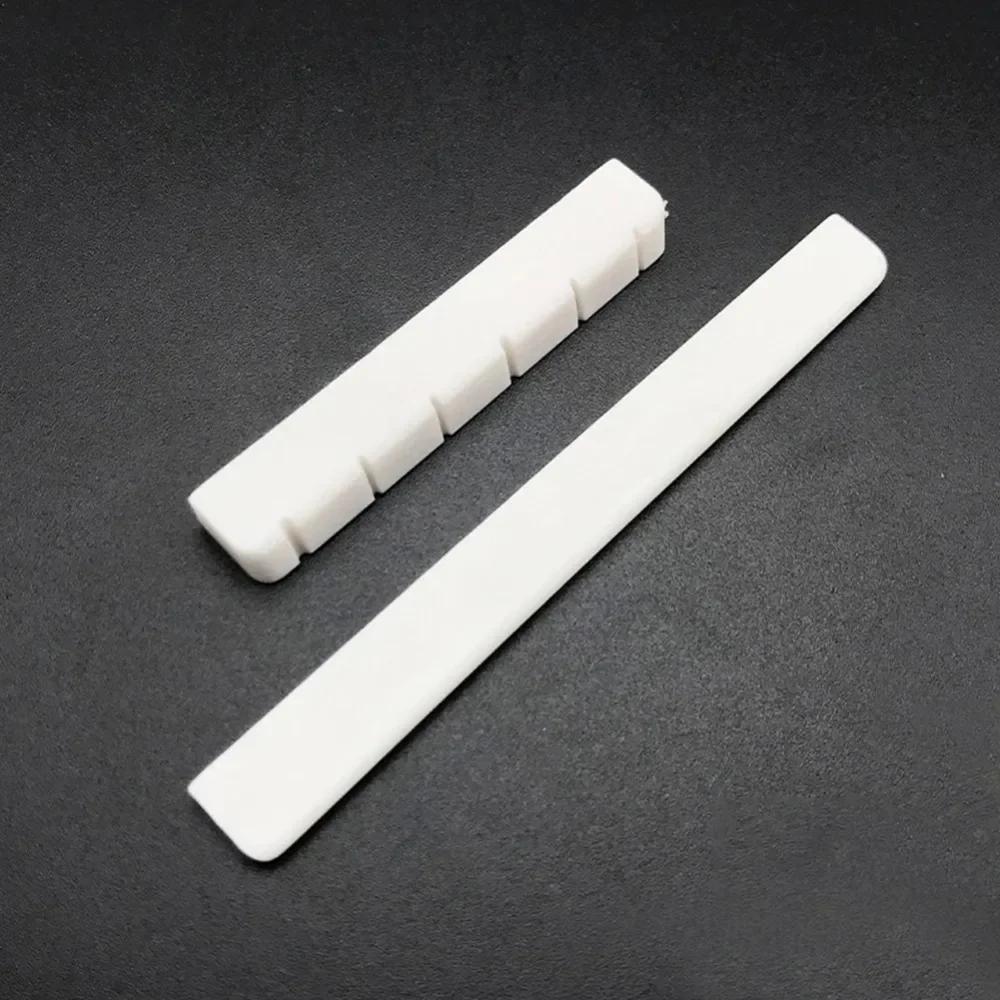 6 String Classical Guitar Nut/Saddle Set - Cattle Bone Bridge Parts 80mm/52mm Size for Acoustic, Ivory White Tone