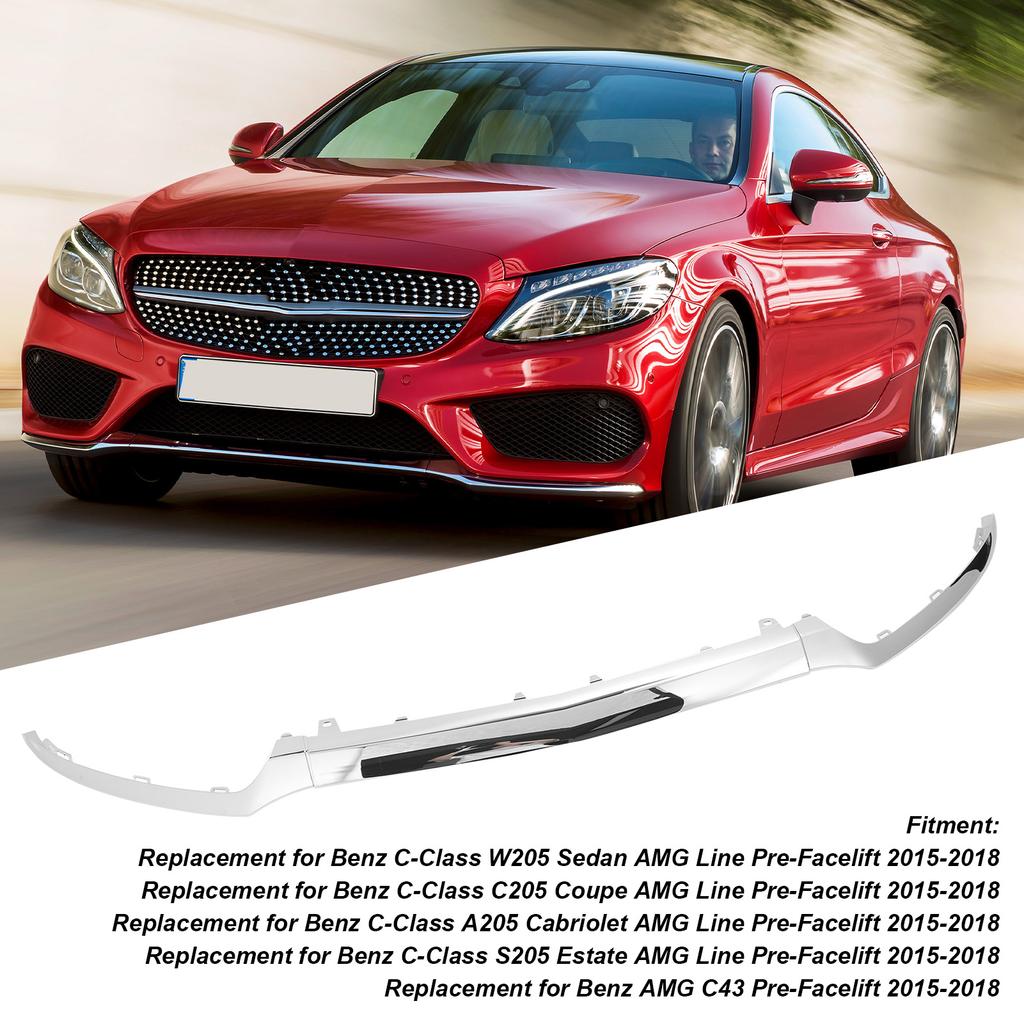 Front Bumper Lower Chrome Trim 2058851374 Replacement for  C‑Class W205 C205 A205 S205 AMG C43 2058851474