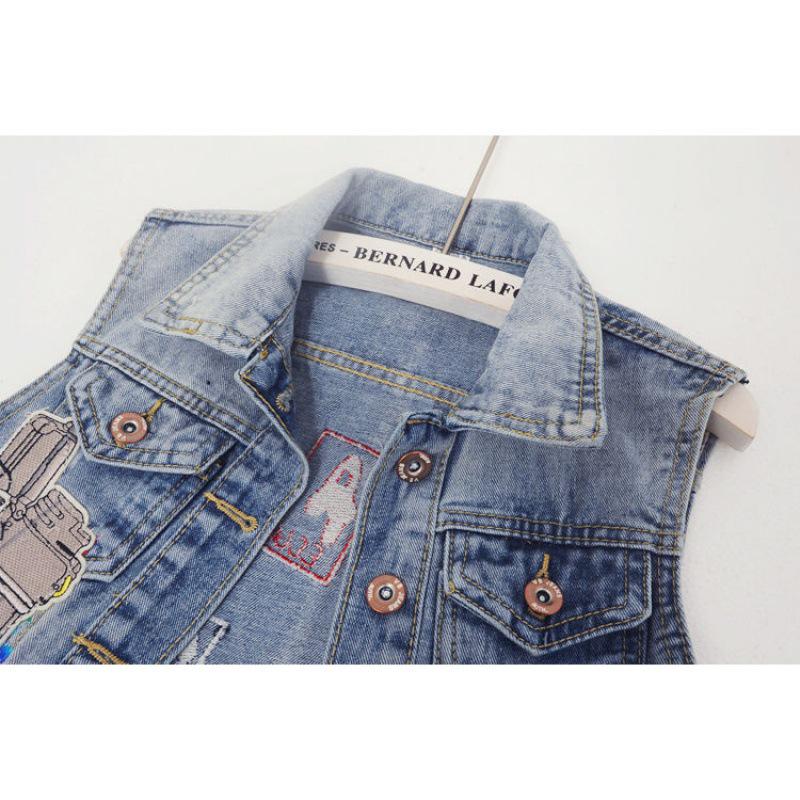 2023 Spring & Fall European Style Patchwork Ripped Denim Vest for Women