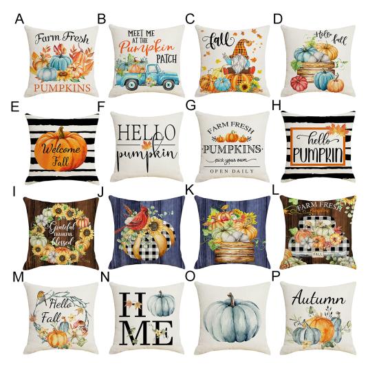 Cushion Case Single Side Printed Decorative Flax Fashion Farmhouse Thanksgiving Home Cushion Case Daily Use